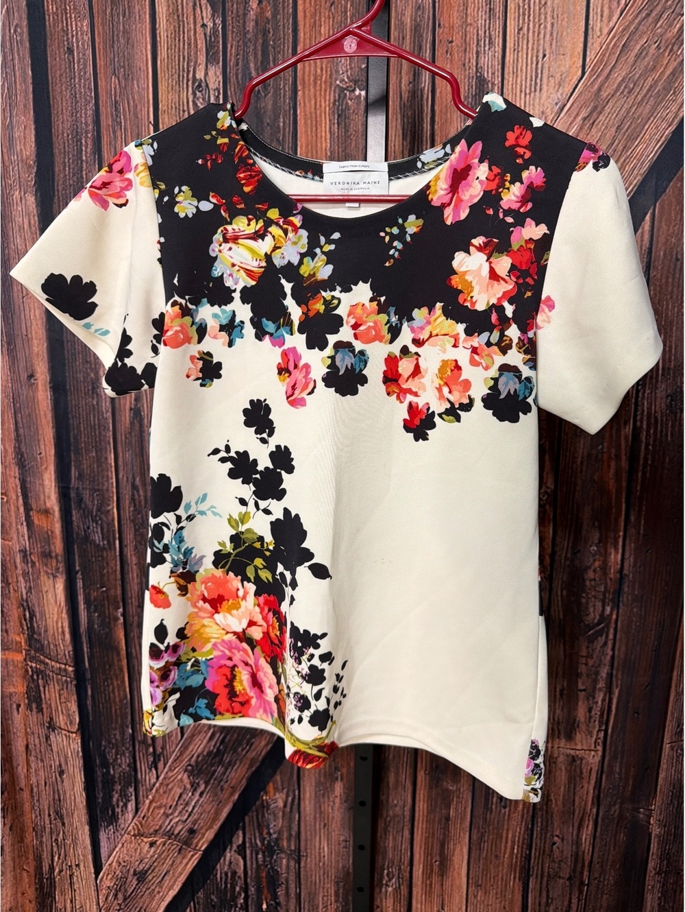 Veronika Maine Women's Floral Print Short Sleeve Top Size 8
